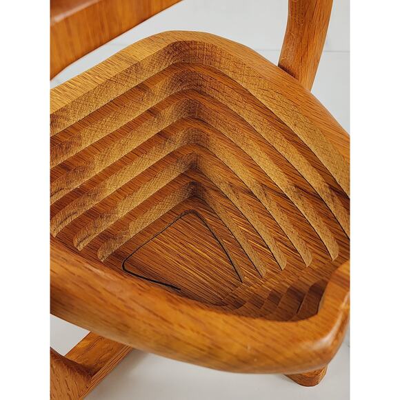 Wood Folding Fruit Basket Apple Shaped 11" John's Wood Shop Handcrafted USA - Picture 10 of 16